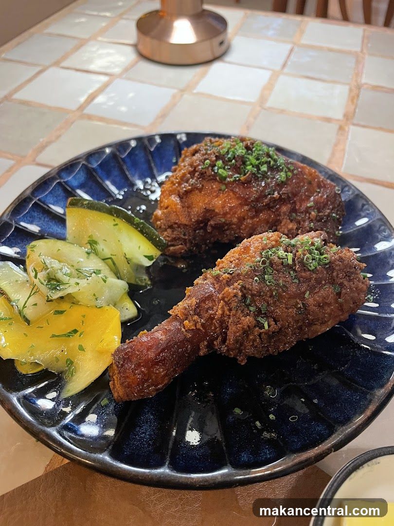 Fried Chicken with Sliced Vegetables