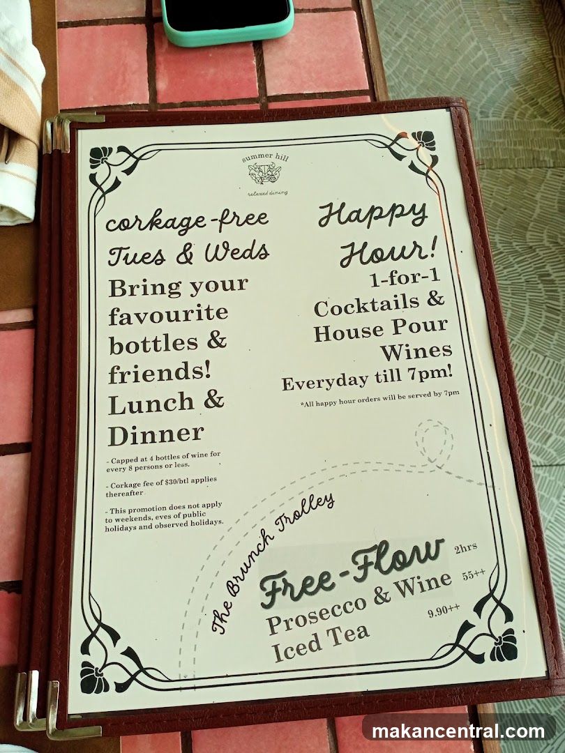 Summer Hill Menu