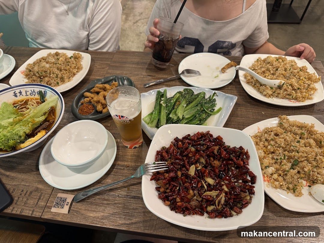 Table with various dishes and drinks