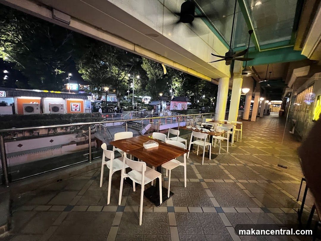 Outdoor Seating Area at Night