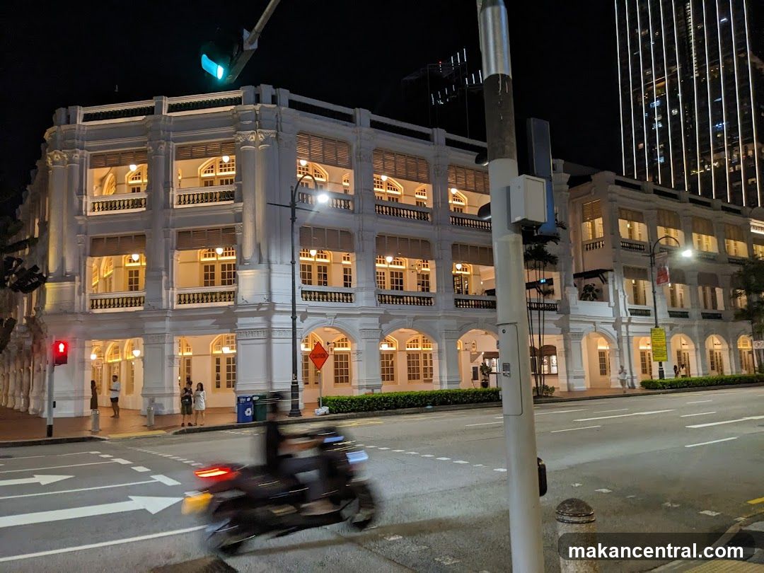 Night View of a White Building with Arched Windows