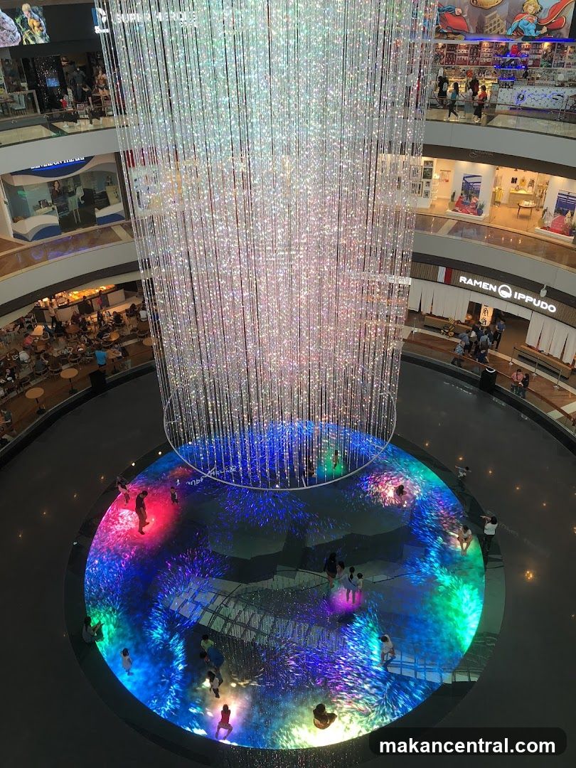 Mall Atrium with Chandelier and Interactive Floor