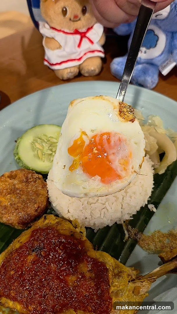 Nasi Lemak with Fried Egg and Chicken