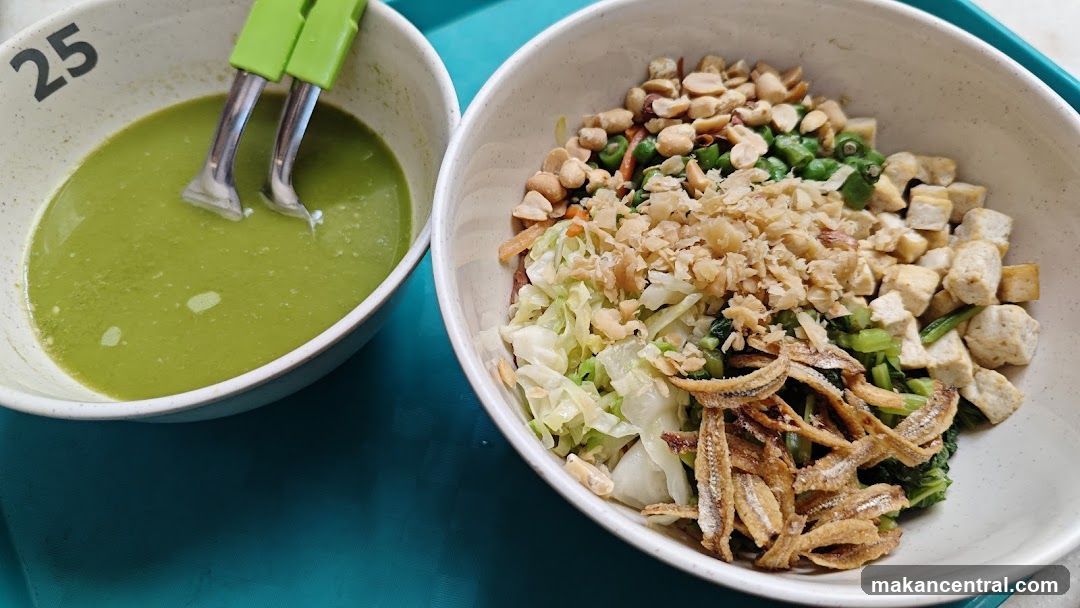 Bowl of Food with Green Soup