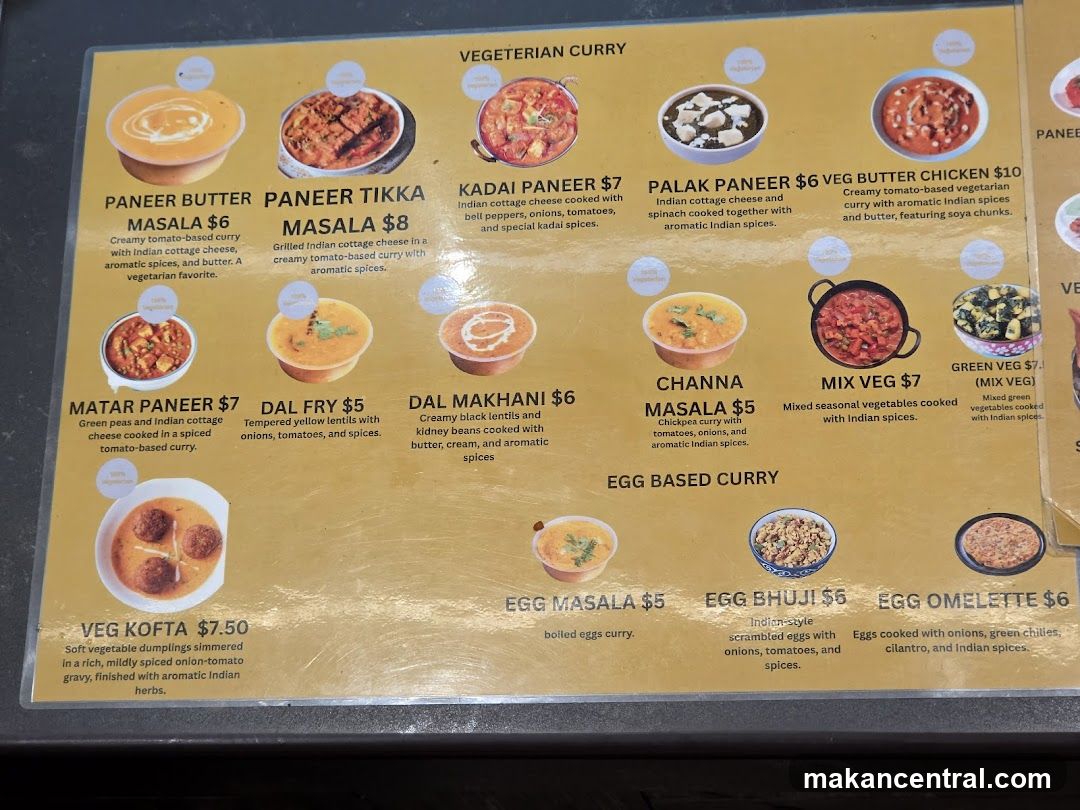 Vegetarian Curry Menu
