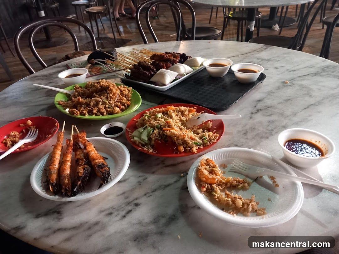 Table with food and drinks