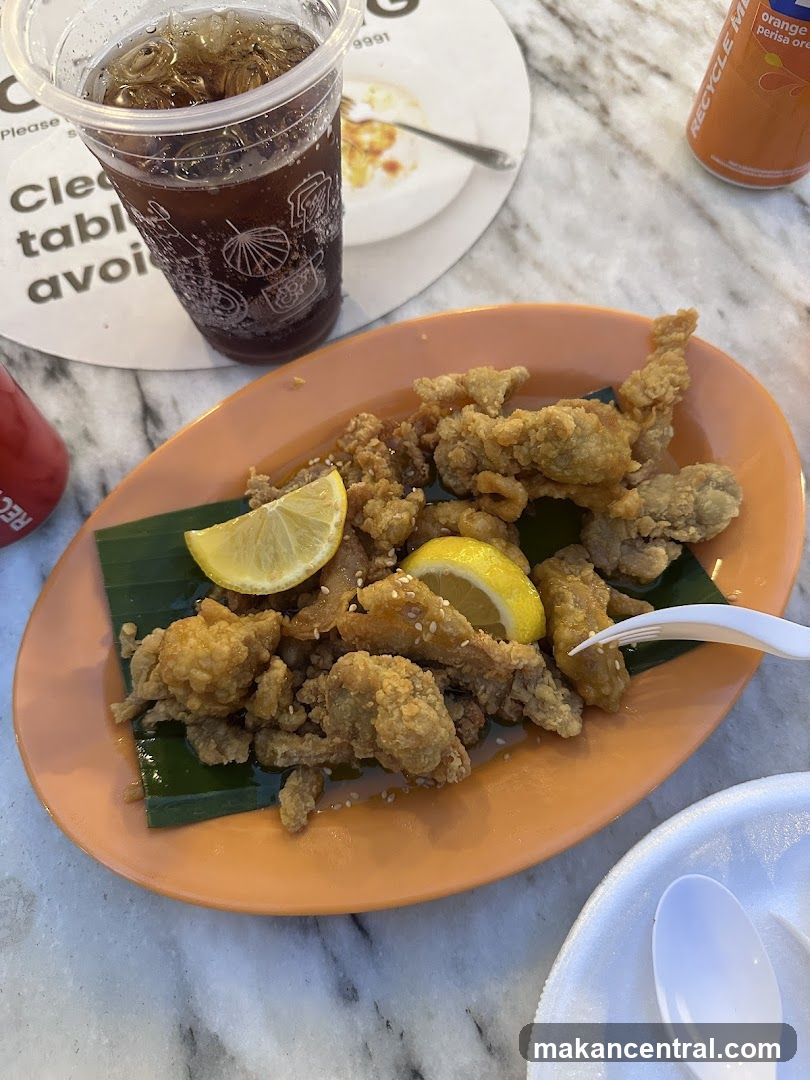 Fried Food with Lemon and Drink