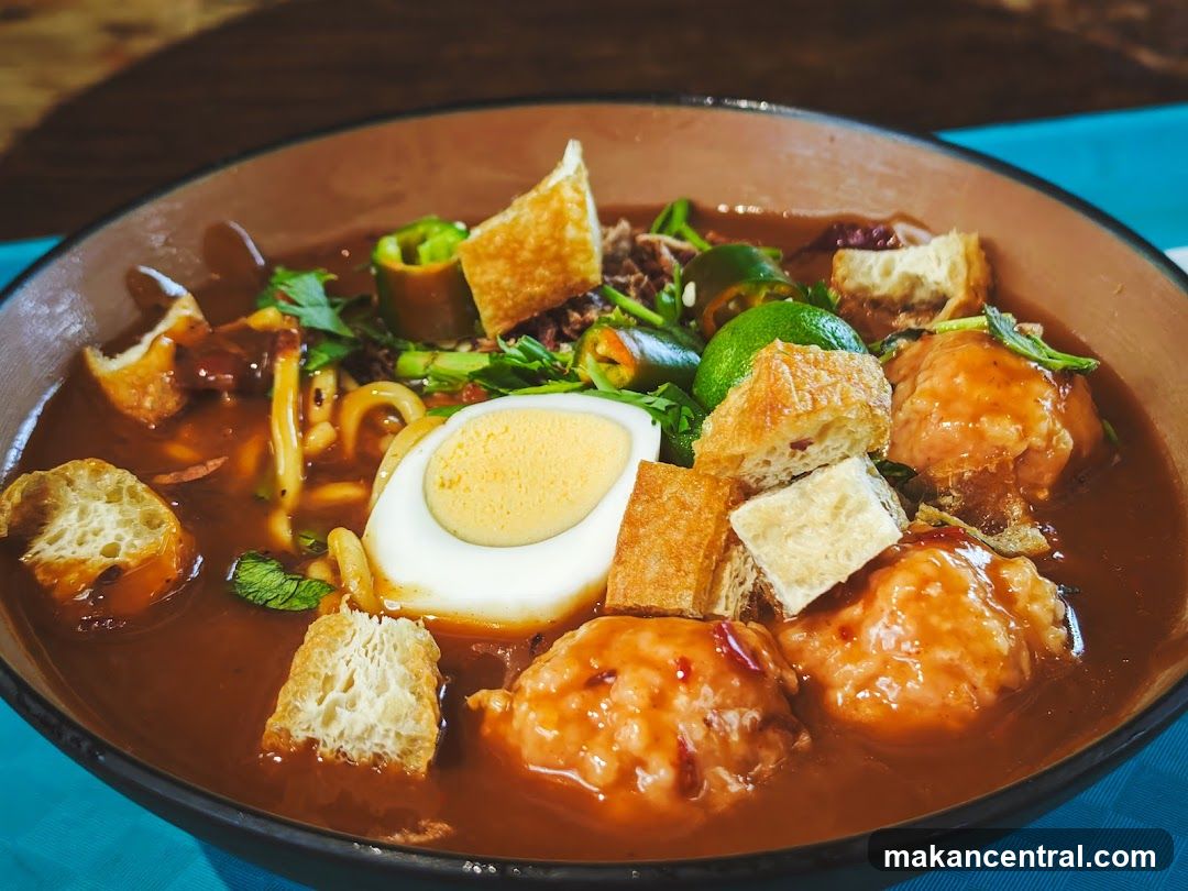 Noodle Soup with Meatballs and Egg