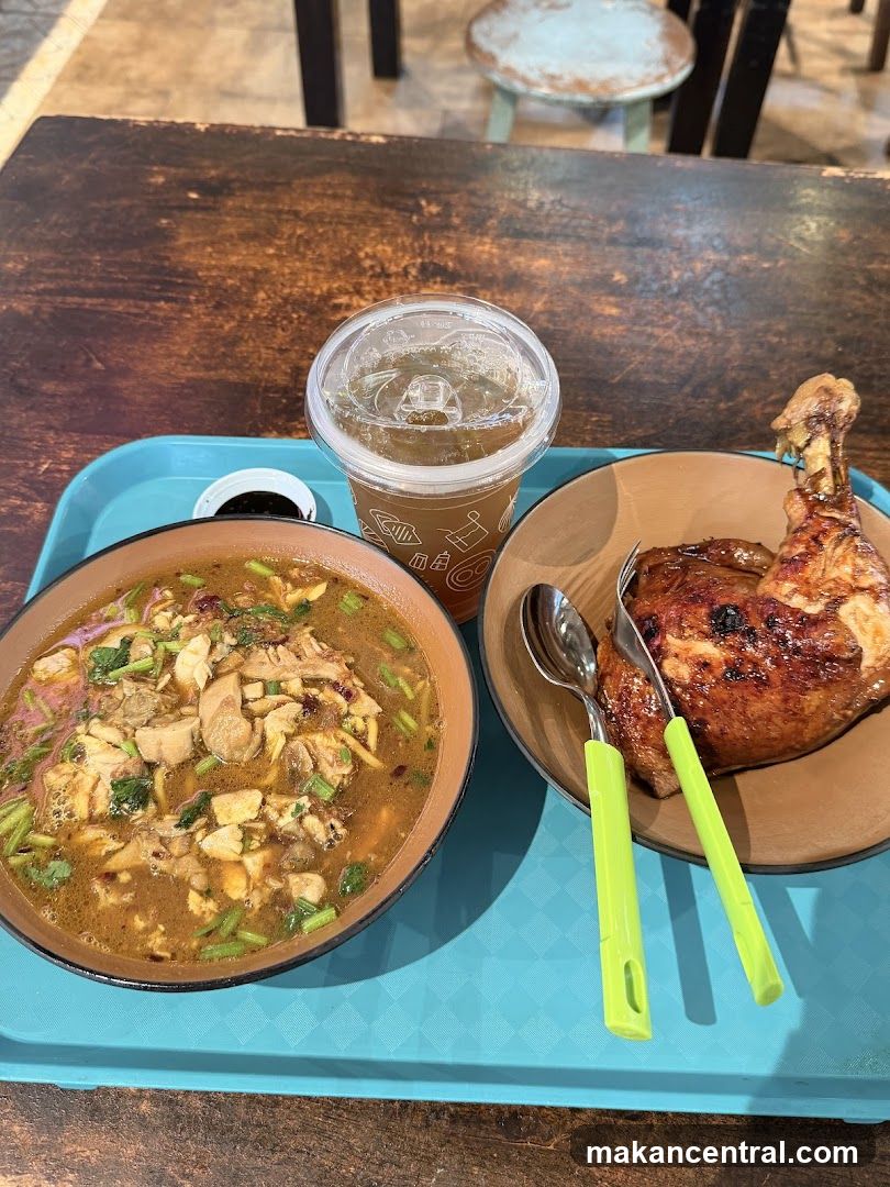 Meal with Roasted Chicken and Noodle Soup