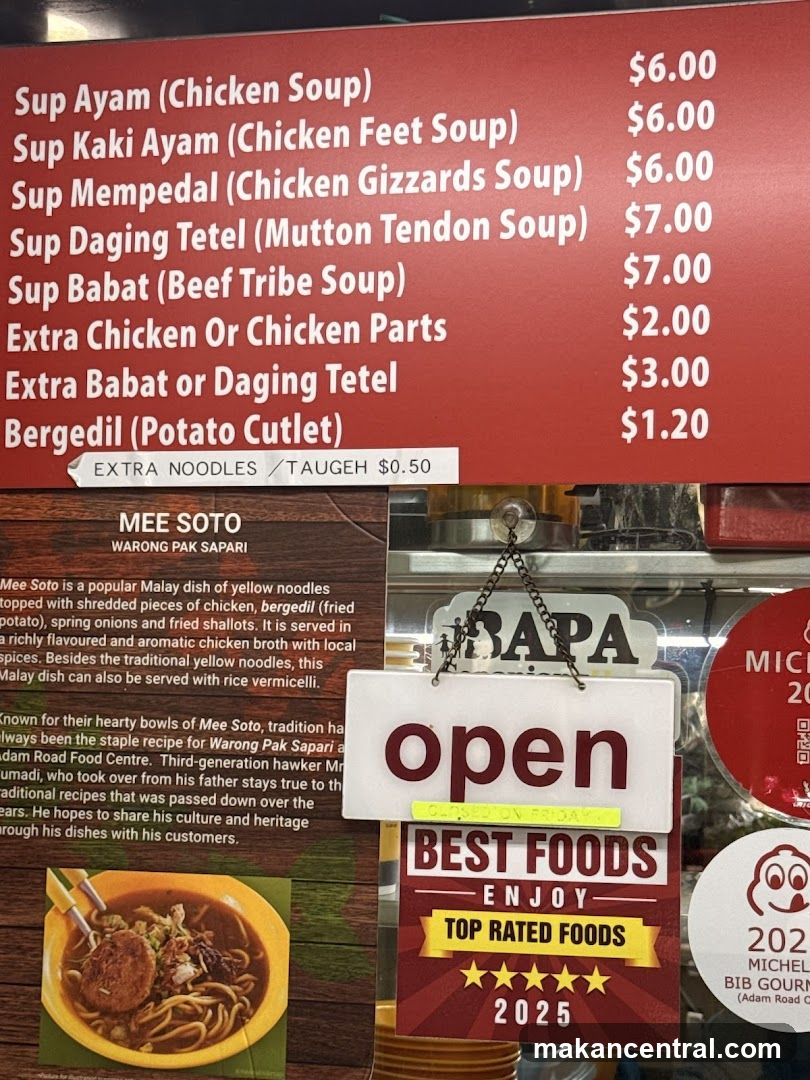 Warong Pak Sapari Menu