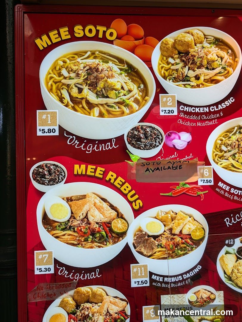 Mee Soto and Mee Rebus Menu
