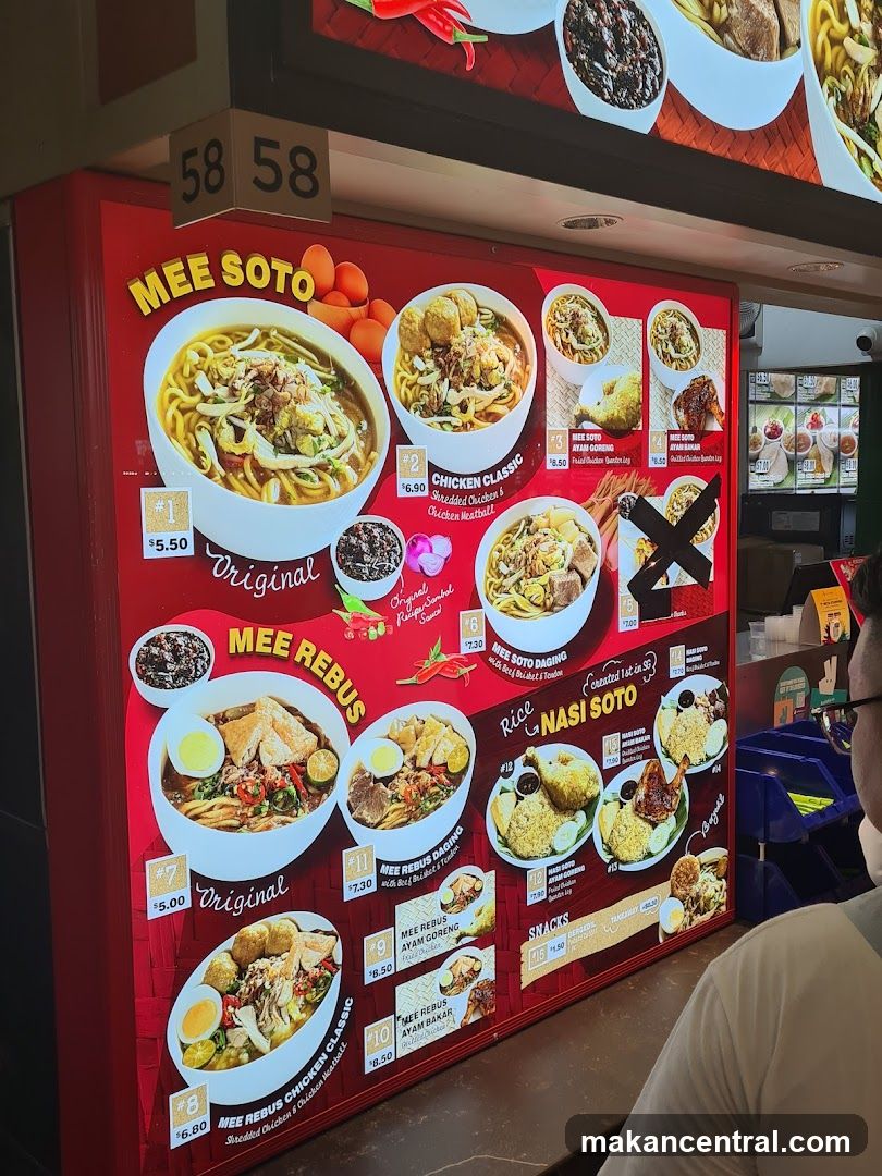 Mee Soto & Mee Rebus Menu