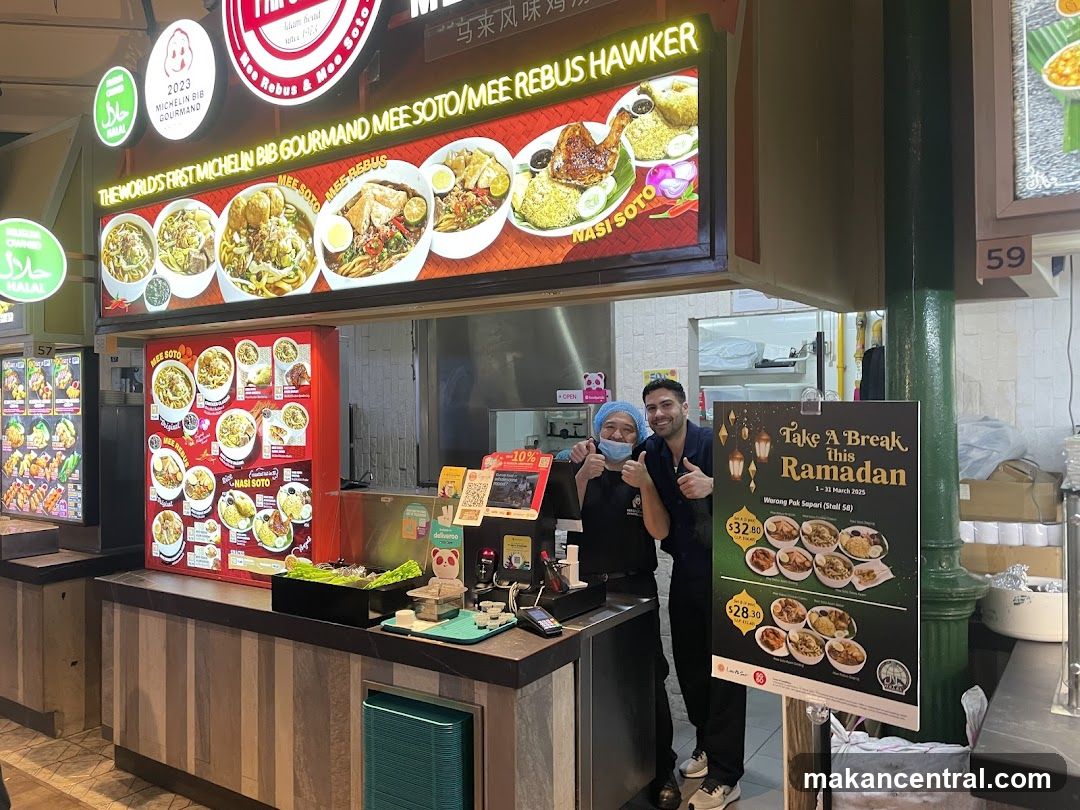 Hawker Stall with Food Displays and Ramadan Promotion