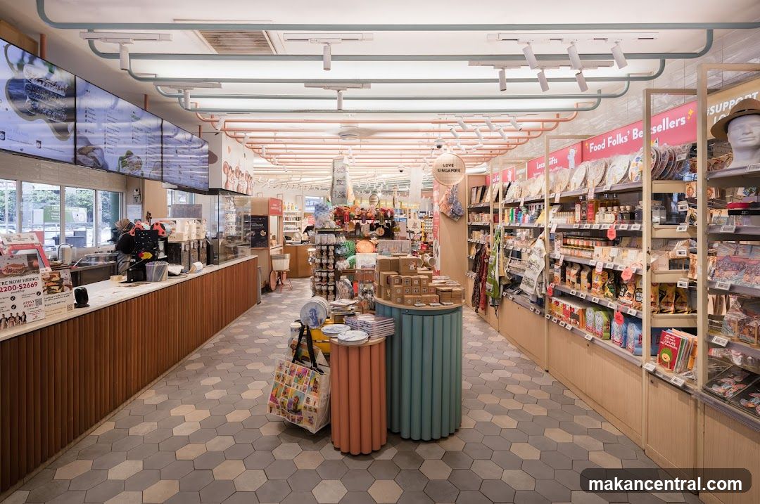 Interior of a well-lit store with merchandise displays