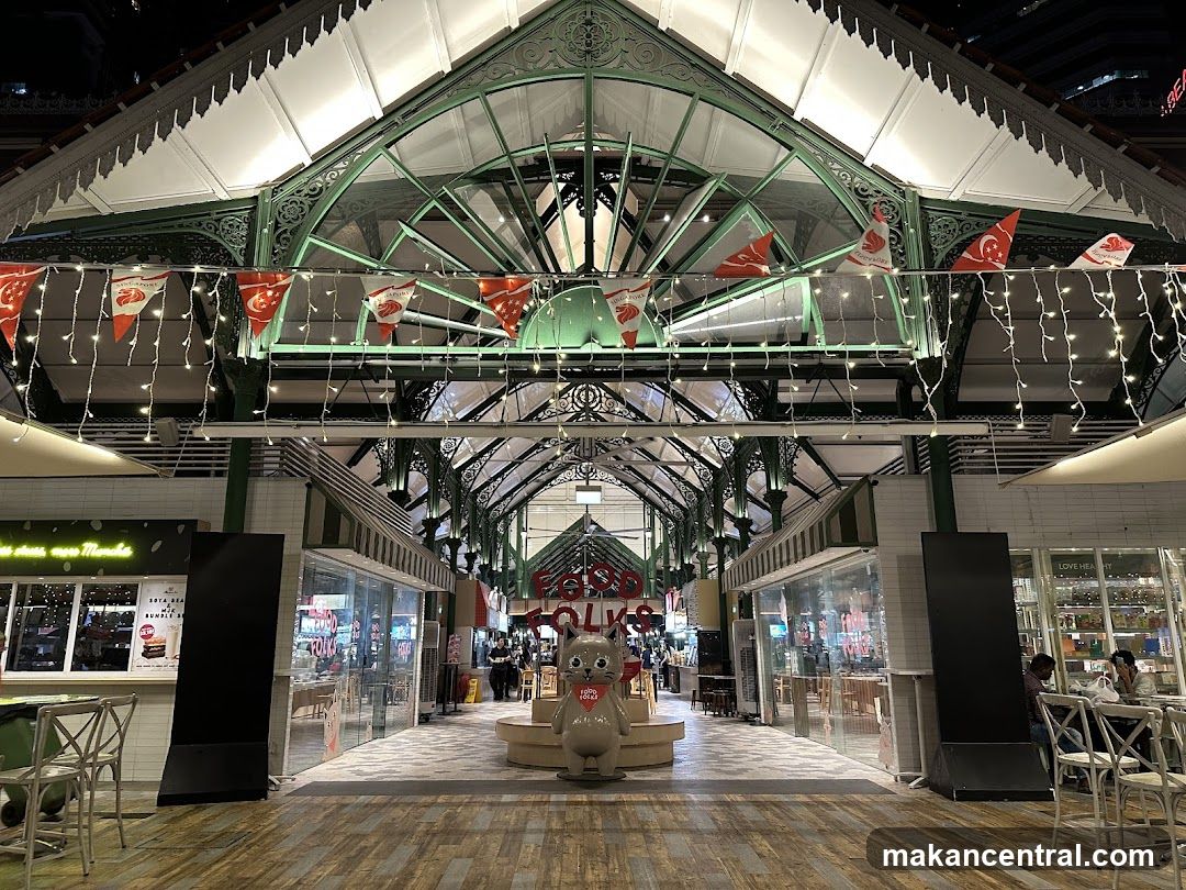 Indoor Market Hall with Festive Decorations