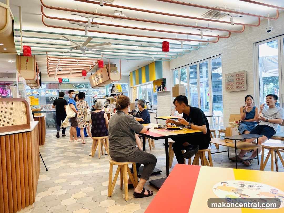 Diners in a modern food court
