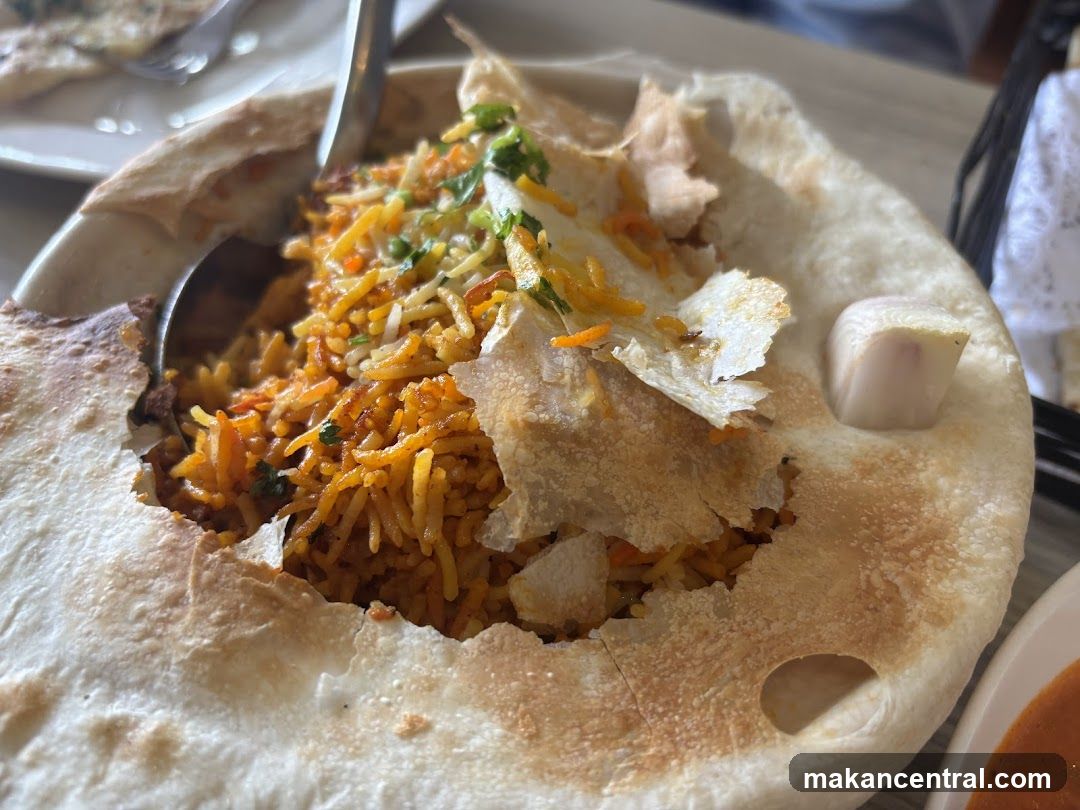 Biryani served in bread bowl