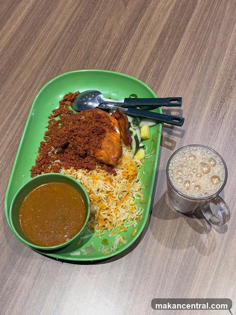 Chicken Rice with Curry and Drink