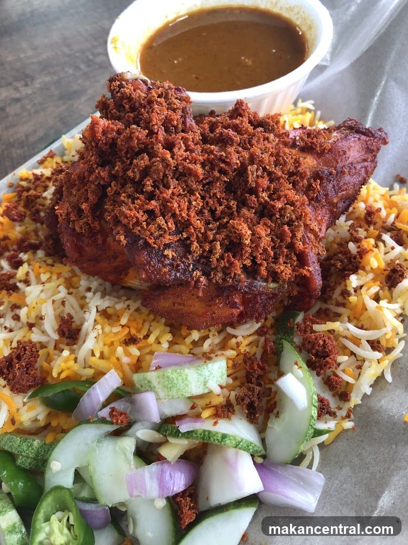 Chicken Biryani with Side Salad and Curry
