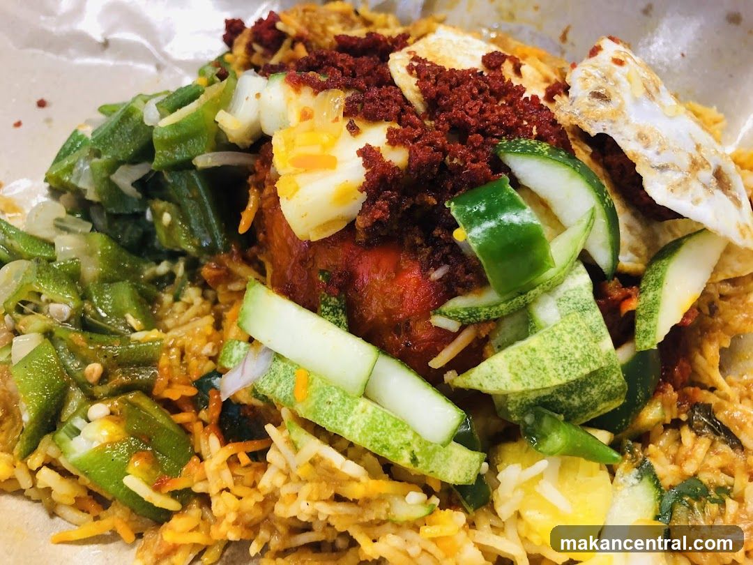 Nasi Lemak with Fried Egg and Okra