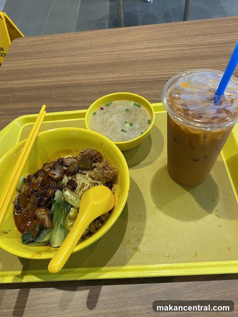 Noodle Dish with Drink