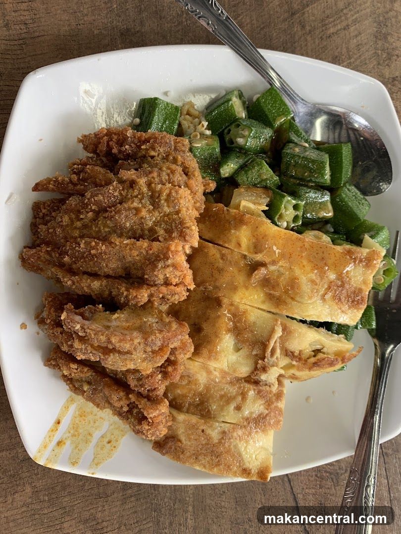 Fried Chicken and Okra with Egg