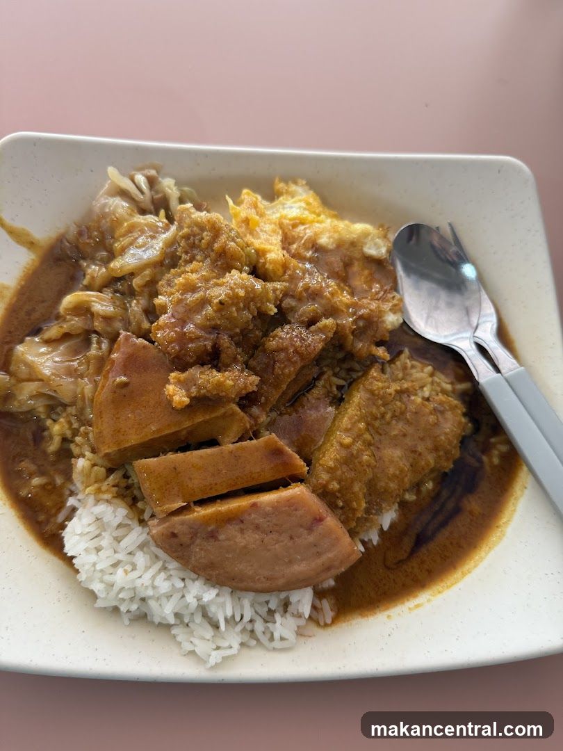 Curry Rice with Fried Chicken and Luncheon Meat