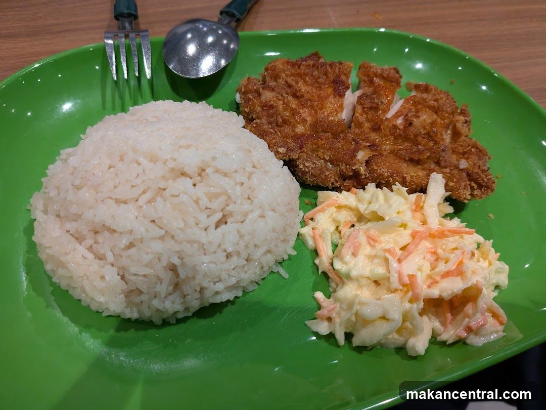 Fried Chicken with Rice and Coleslaw