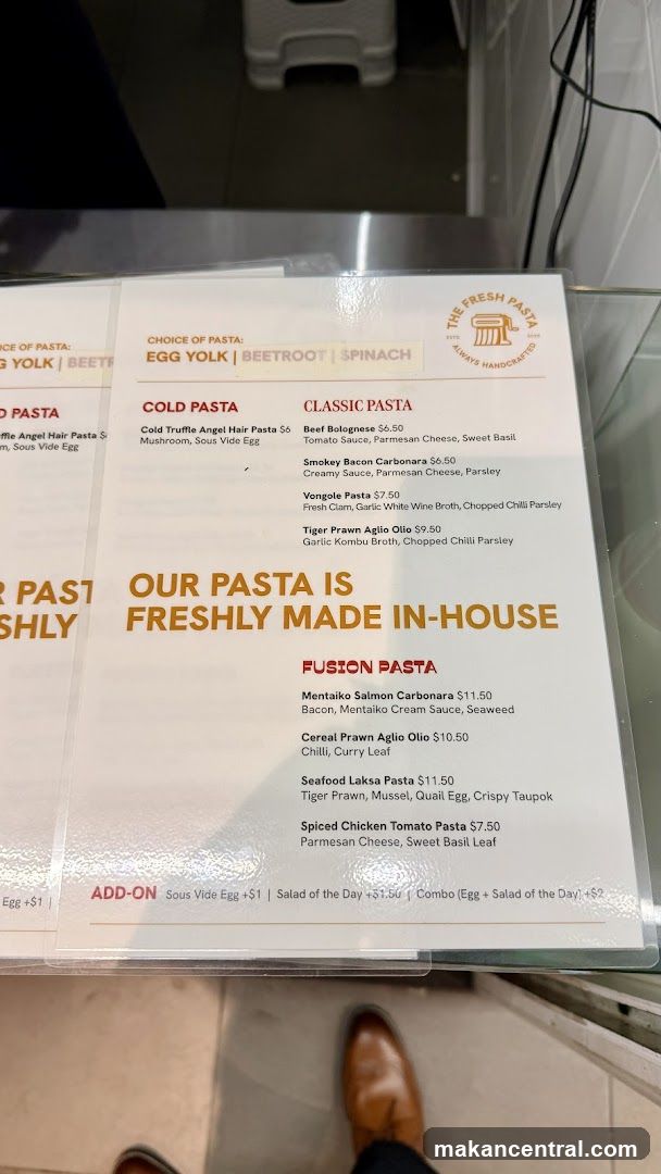 The Fresh Pasta Menu