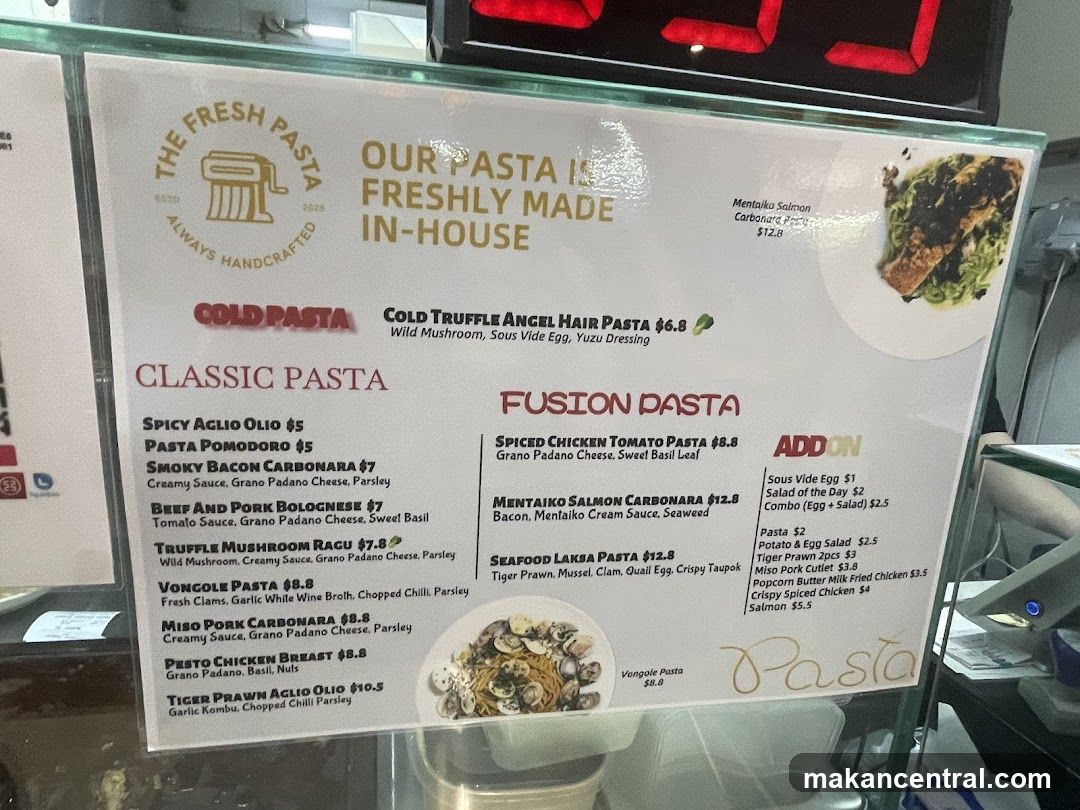 The Fresh Pasta Menu