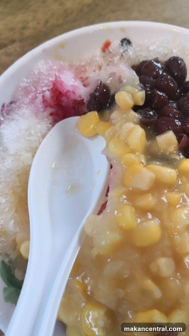Shaved Ice Dessert with Corn and Red Beans