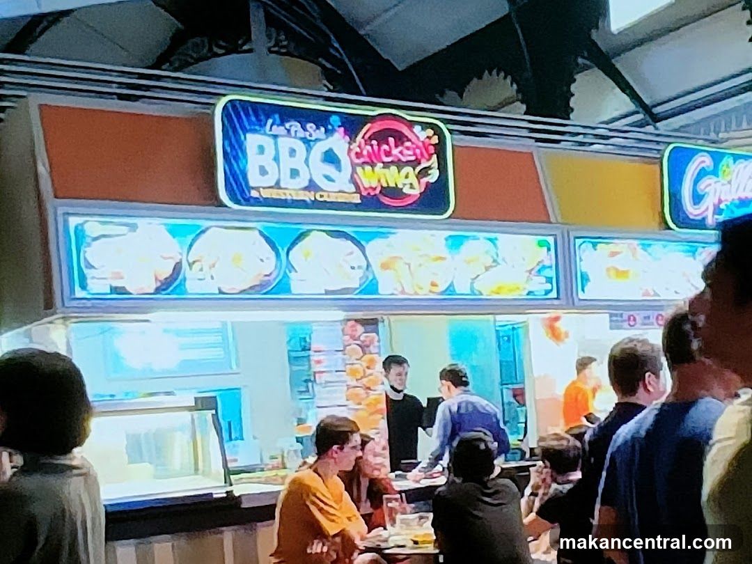 Food stall with BBQ Chicken Wings and Grilled items