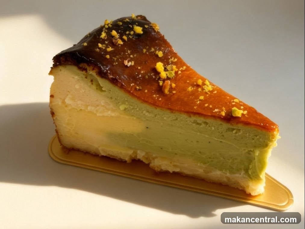Slice of Matcha Cheesecake