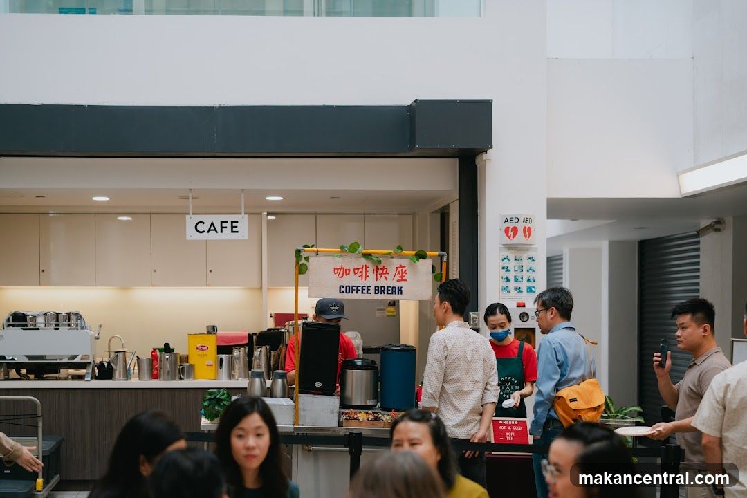 Cafe counter with customers