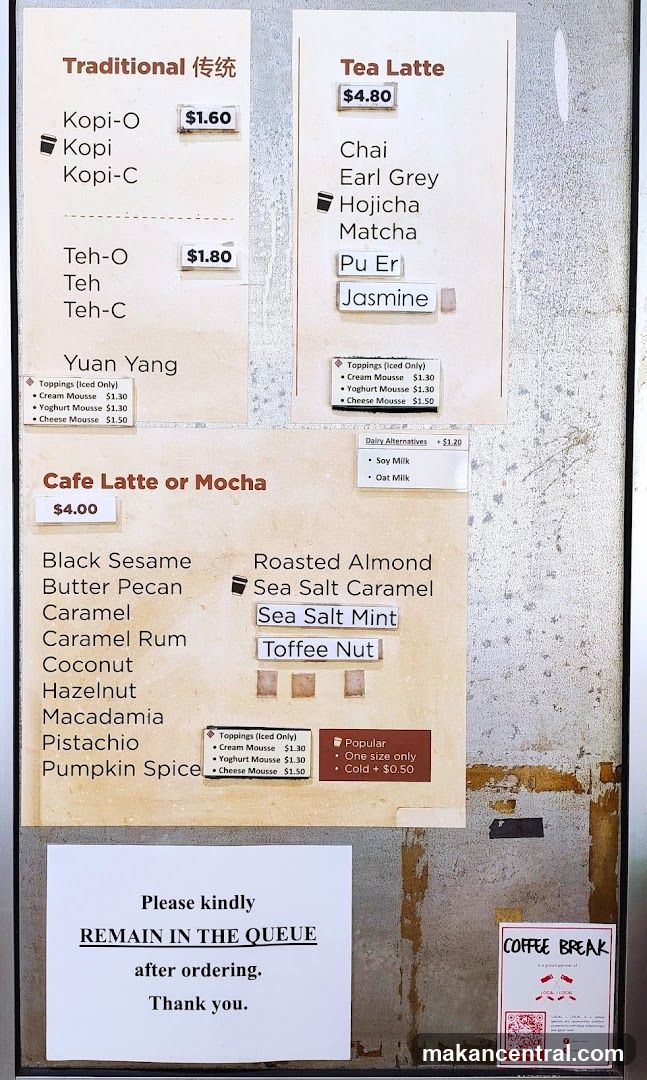Coffee and Tea Menu