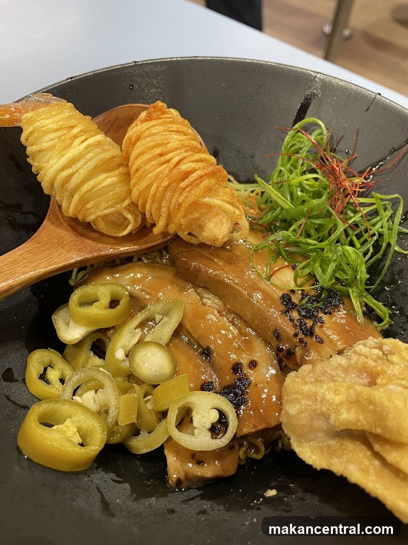 Noodle Dish with Shrimp and Sliced Jalapenos