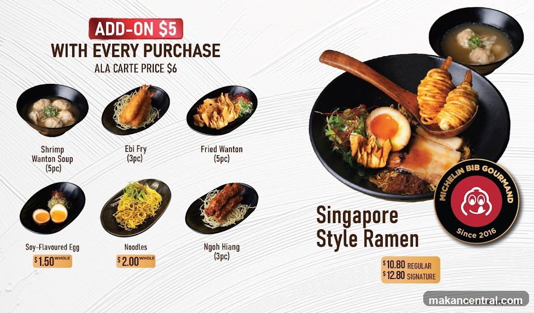 Singapore Style Ramen Menu