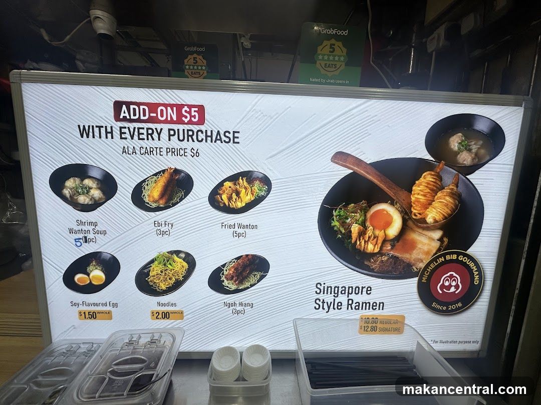 Singapore Style Ramen Menu