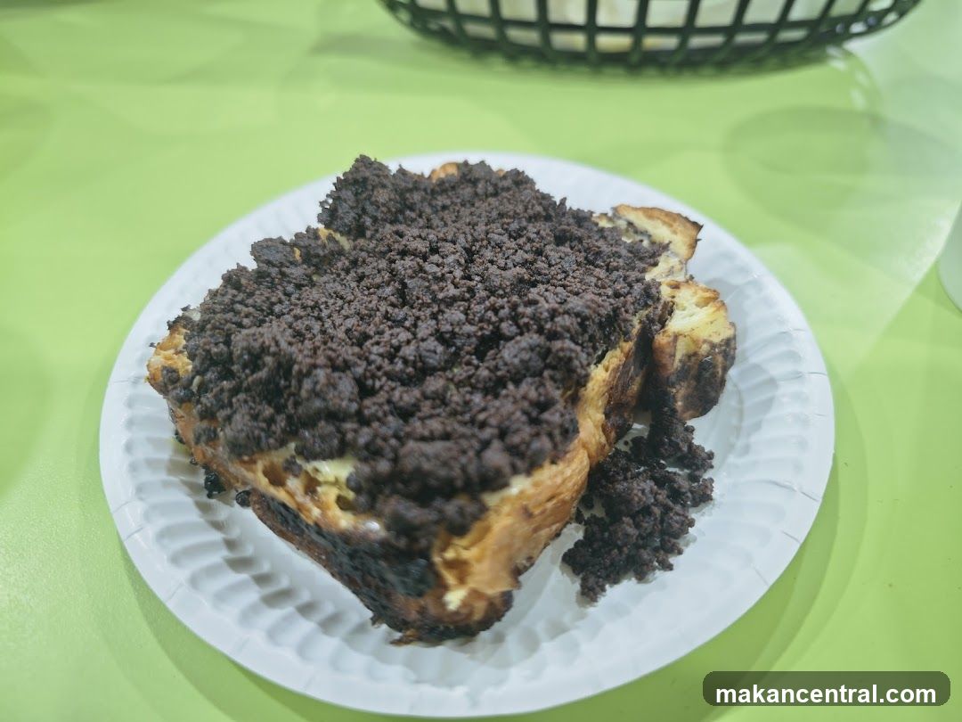 Crumble pastry on a plate
