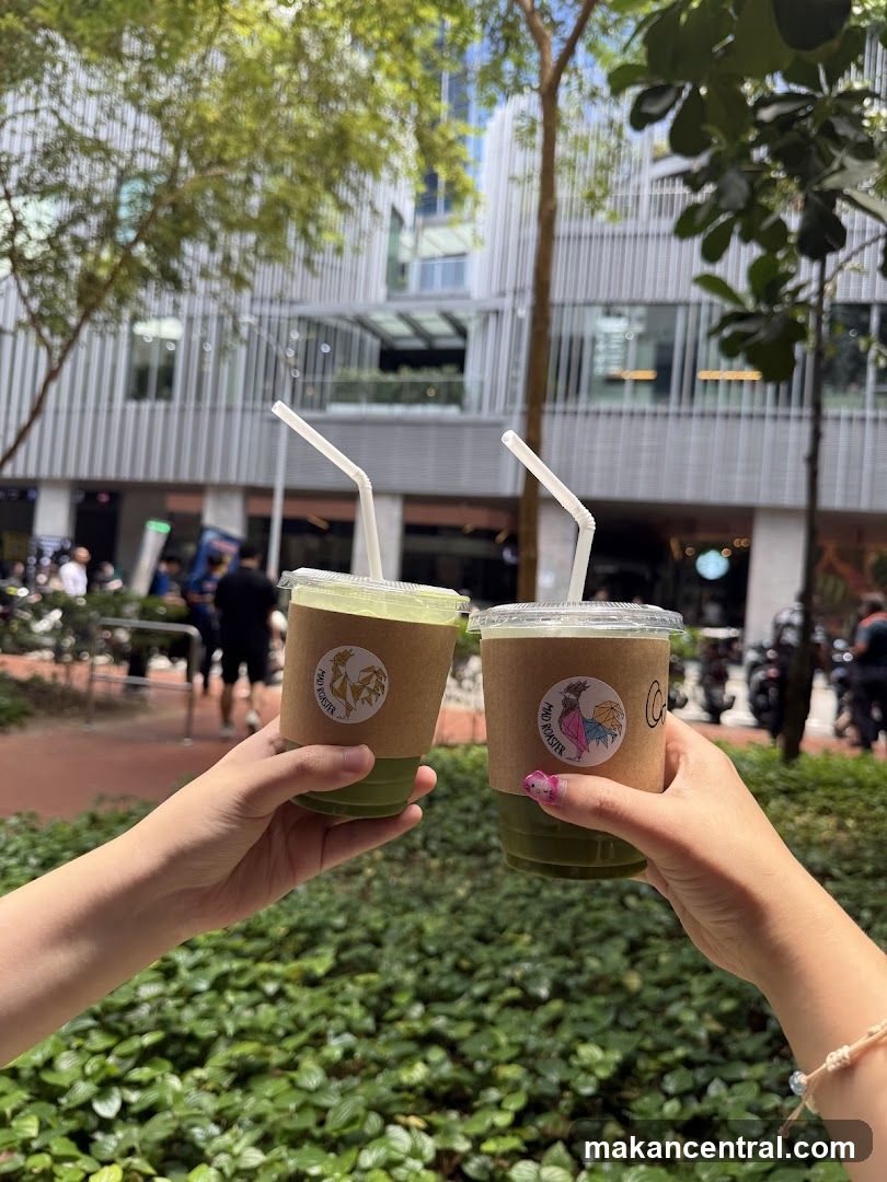 Two matcha drinks
