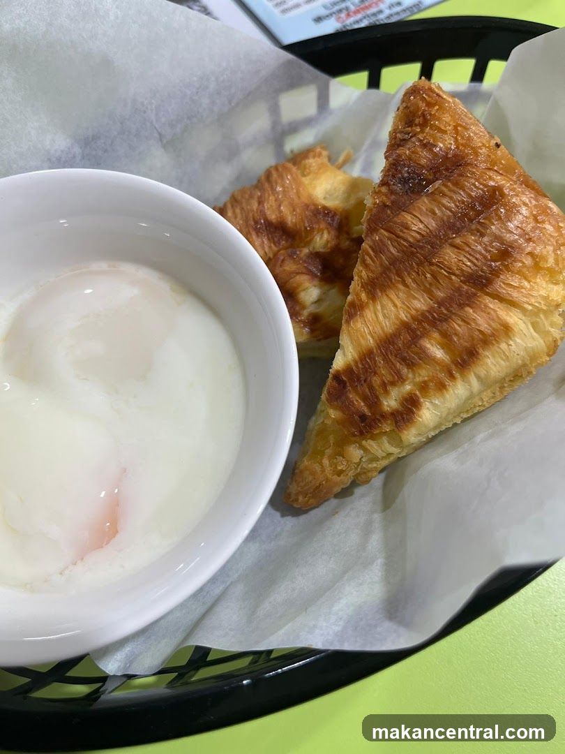 Soft-boiled eggs and pastries