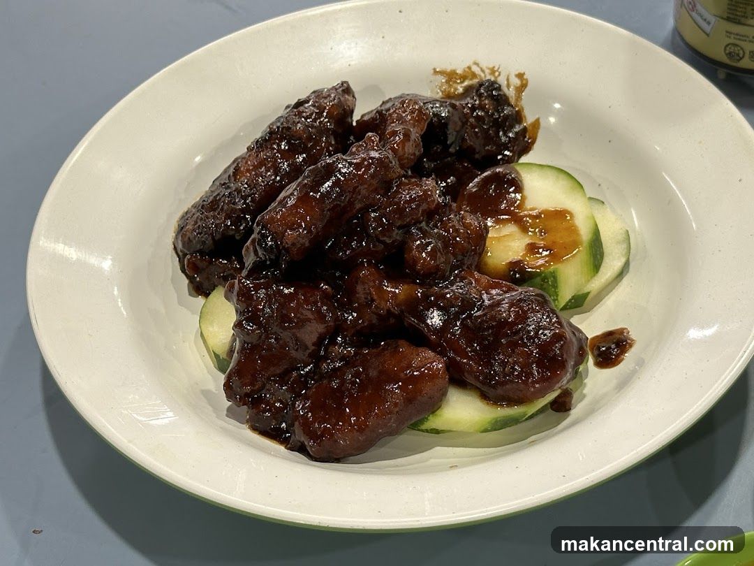 Sticky Glazed Ribs with Cucumber Slices