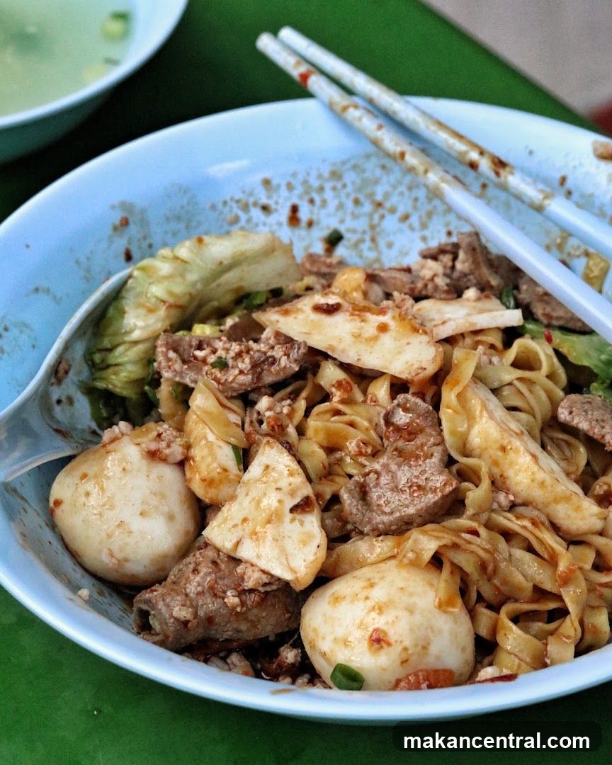 Noodles with Meatballs and Sliced Meat