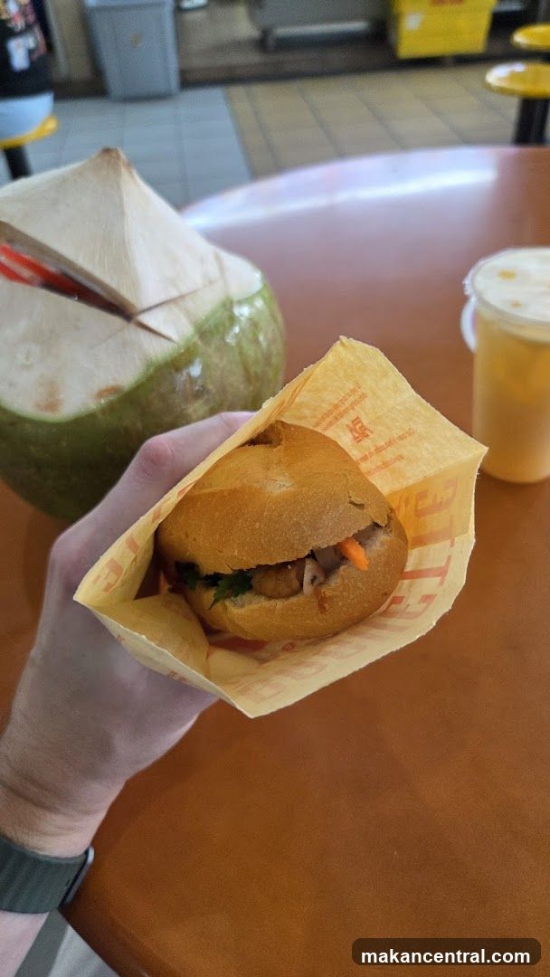 Sandwich and Coconut Drink