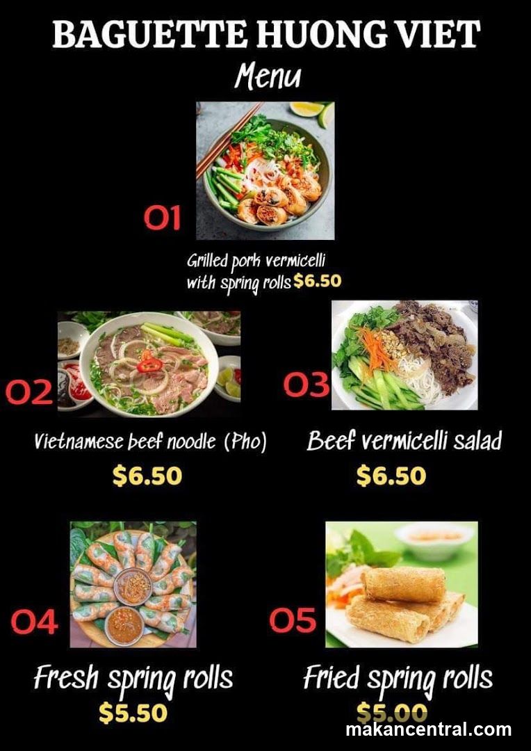 BAGUETTE HUONG VIET Menu
