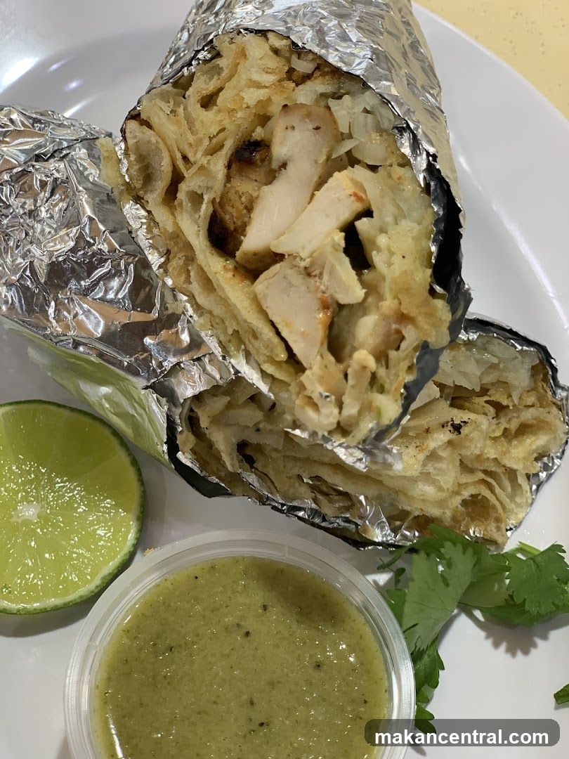 Chicken Burrito with Salsa and Lime