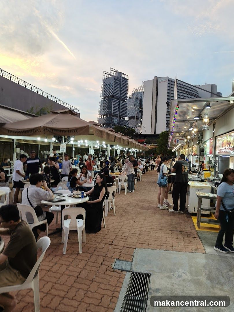 Outdoor Food Court at Dusk