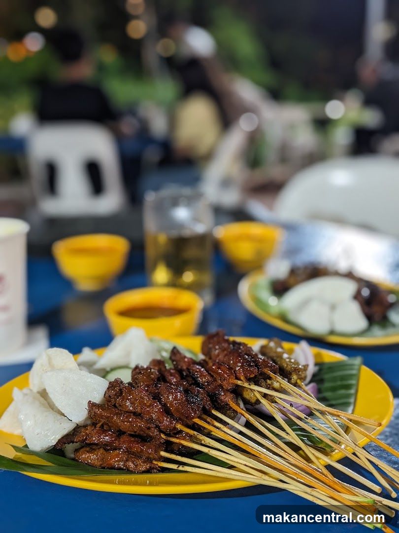 Satay Platter with Rice Cakes and Dipping Sauce