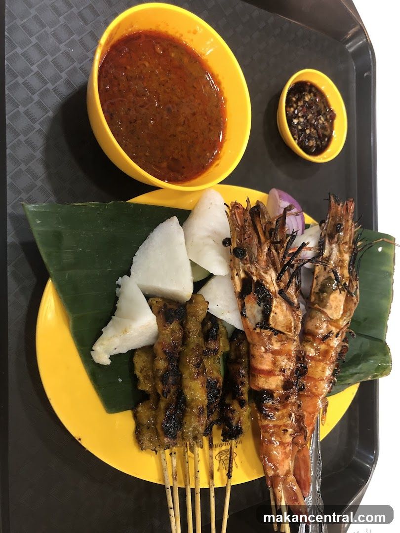 Grilled Prawns and Satay with Peanut Sauce