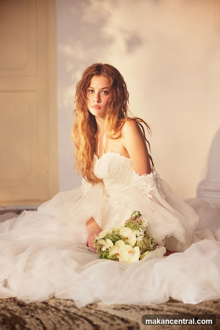 Bride in Wedding Dress with Bouquet